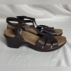 UMBERTO RAFFINI Women's Brown Leather Sandals EU 40 US 9-9.5 Strappy‎ Wedge